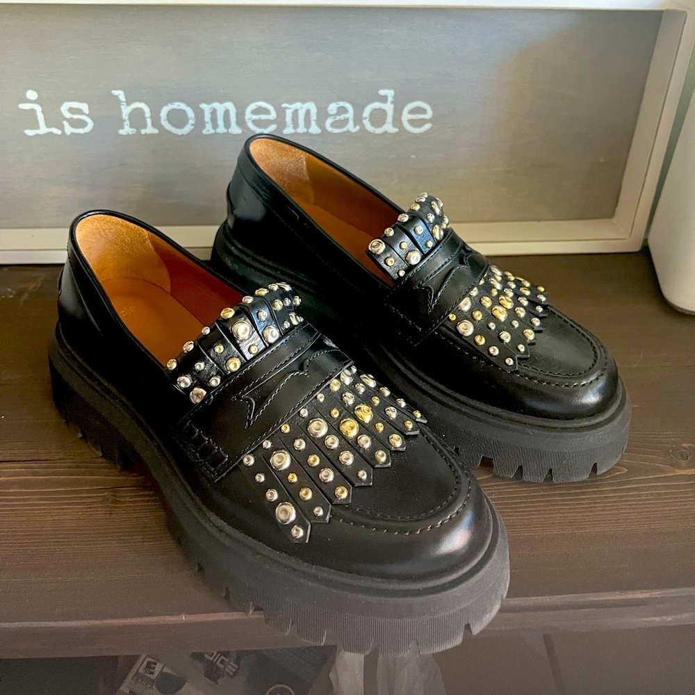 NWT MAJE studded chunky loafers